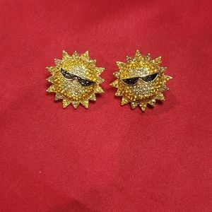 Baublebar Gold Pave Sunshine with black glasses earings New